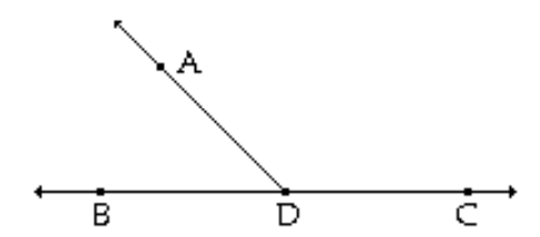 <strong>Tell whether the angle is acute, right, obtuse, or straight. - \angle \mathrm{ADB} </strong> A) Obtuse B) Acute C) Straight D) Right Determine whether the lines are perpendicular. Use a protractor.
