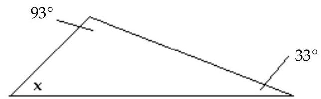 <strong>Find the missing angle measure. - </strong> A) 126^{\circ} B) 87^{\circ} C) 54^{\circ} D) 44^{\circ}