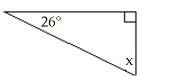 <strong>Find the missing angle measure. - </strong> A) 26^{\circ} B) 116^{\circ} C) 64^{\circ} D) 154^{\circ}
