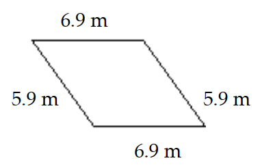 <strong>Find the perimeter of the polygon. - </strong> A) 19.7 \mathrm{~m} B) 12.8 \mathrm{~m} C) 18.7 \mathrm{~m} D) 25.6 \mathrm{~m}