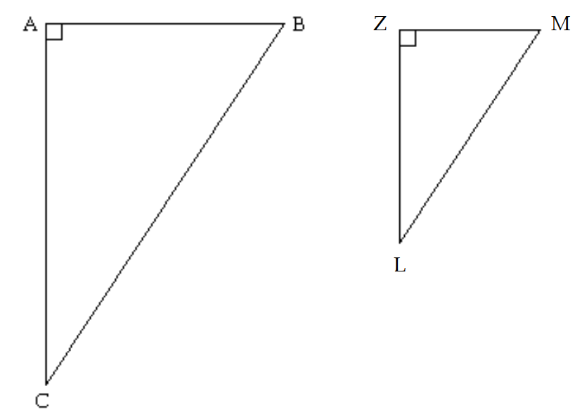 Provide an appropriate response. -For the pair of similar triangles, name the corresponding sides and angles.