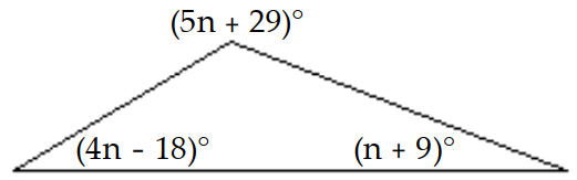 Solve the problem. -Find the measure of each angle in the triangle.