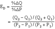(a)   Q<sub>1</sub> = 150 , P<sub>1</sub> = $5.18 , Q<sub>2</sub> = 200 , P<sub>2</sub> = $4.38   = -1.71 (b)A 1 percent increase in price will result in a 1.71 percent decrease in demand for charcoal.