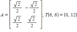 <strong>Find the standard matrix A for the linear transformation T, where T is the counterclockwise rotation of 45° about the origin in   . Also use A to find   for the vector   .</strong> A)    B)    C)    D)    E)    <div style=padding-top: 35px> 