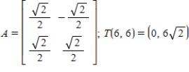 <strong>Find the standard matrix A for the linear transformation T, where T is the counterclockwise rotation of 45° about the origin in   . Also use A to find   for the vector   .</strong> A)    B)    C)    D)    E)    <div style=padding-top: 35px> 