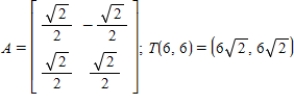 <strong>Find the standard matrix A for the linear transformation T, where T is the counterclockwise rotation of 45° about the origin in   . Also use A to find   for the vector   .</strong> A)    B)    C)    D)    E)    <div style=padding-top: 35px> 