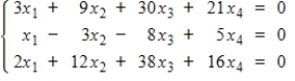<strong>Find a basis for the solution space of the following homogeneous system of linear equations. </strong> A) B) C) D) E)