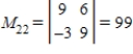 <strong>Find the minor and its cofactor of the matrix .</strong> A) B) C) D) E)