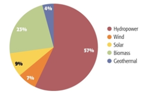 <strong>Which of the following energy sources accounts for more than half of the renewable energy consumed? </strong> A) geothermal B) solar energy C) wind energy D) hydroelectric power E) biomass