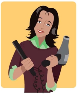 <strong>Complete la oración según la imagen.La _____ de mi madre tiene muchas clientas porque es muy buena. </strong> A) diseñadora B) atleta C) médica D) peluquera