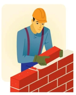 <strong>Complete la oración según la imagen.El _____ que trabajó en la construcción de nuestra casa es buena gente. </strong> A) ingeniero B) banquero C) albañil D) cocinero