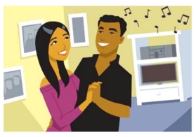 <strong>Complete la oración según la imagen.Esta pareja se casó hace tres años y tiene ______ muy feliz. </strong> A) una amistad B) un matrimonio C) un divorcio D) un noviazgo