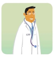 <strong>Complete la oración según la imagen. Este es ______ importante del hospital. </strong> A) una enferma B) un estudiante C) un médico D) una receta