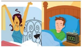 <strong>Indique la descripción que corresponde a la imagen. </strong> A) Se despiertan el uno al otro. B) Se despiertan a ellos mismos.