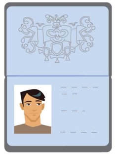 <strong>Complete la oración según el dibujo.En la aduana, nos pidieron el ___. </strong> A) tarjeta de embarque B) vuelo C) pasaporte D) equipaje