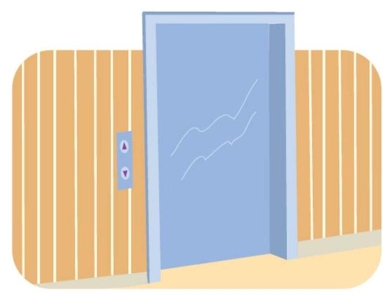 <strong>Complete la oración según el dibujo.El hotel es muy grande. Por eso tiene muchos___. </strong> A) habitaciones B) ascensores C) gerentes D) alojamientos