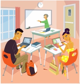 <strong>El diccionario del estudiante está _____ del escritorio. </strong> A) cerca B) debajo C) encima D) lejos