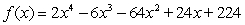 Find the horizontal intercepts of the function . Write your answers in ascending order .