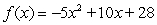Find the horizontal intercepts of the function . Round answers to 2 decimal places, if necessary. Write your answer as r<sub>1</sub>, r<sub>2</sub>, with r<sub>1</sub><r<sub>2</sub>.