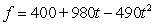 In the height equation   , identify the initial velocity in cm/sec.