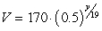 The following function gives the amount, A, of a radioactive element remaining as a function of y, the years of decay: Find the half-life.