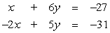 Solve the system by substitution.