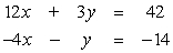 <strong>Determine the number of solutions of the system. </strong> A) zero B) an infinite number C) one D) two