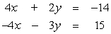 <strong>Determine the number of solutions of the system. </strong> A) one B) an infinite number C) zero D) two