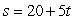 The function, , gives the speed (in miles per hour), s, of a car at time t minutes. Find the speed (in miles per hour) of the car at time 3 minutes.
