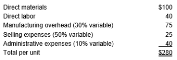 <strong>Black Horse Corporation manufactures a product with the following full unit costs at a volume of 2,000 units: A company recently approached Black Horse's management with an offer to purchase 225 units for $275 each. Black Horse currently sells the product to dealers for $400 each. Black Horse's capacity is sufficient to produce the extra 225 units. No selling expenses would be incurred on the special order. If Black Horse's management accepts the offer, profits will:</strong> A) Decrease by $60,000 B) Increase by $33,400 C) Increase by $24,412.50 D) Decrease by $24,412.50