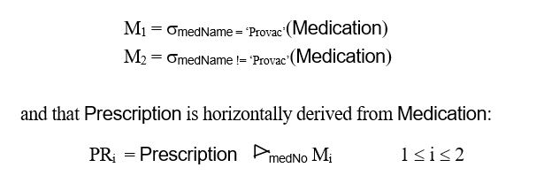 Case Study 2 - Complete Pet Care For a more complete description, see Case Study 4 under Chapter 22. -Now assume that the relation Medication given in Question 20.4 is horizontally fragmented as follows: Transform the relational algebra tree from Question 20.4 into a reduced query on fragments. Give a full explanation of the reasoning behind each step and state any transformation rules used during the reduction process.