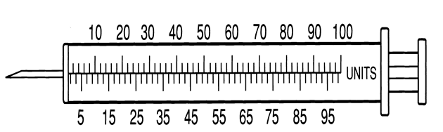 Order: Regular Humulin insulin 12 units, subQ, stat Drug available:Insulin syringe: Units 100/mL Indicate on the insulin syringe the amount of insulin you would withdraw.