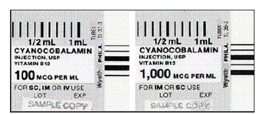 Order: vitamin B<sub>12</sub> 500 mcg, IM, 2 times per week Drugs available: a. Which cyanocobalamin cartridge would you use? b. How many milliliters of cyanocobalamin would you give?