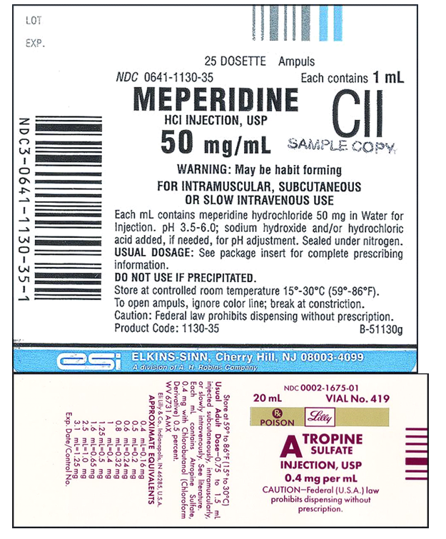 Order: meperidine 30 mg and atropine sulfate 0.3 mg, IM Drugs available: a. How many milliliters of meperidine would you give? How many milliliters of atropine? b. Explain how the two drugs can be mixed.