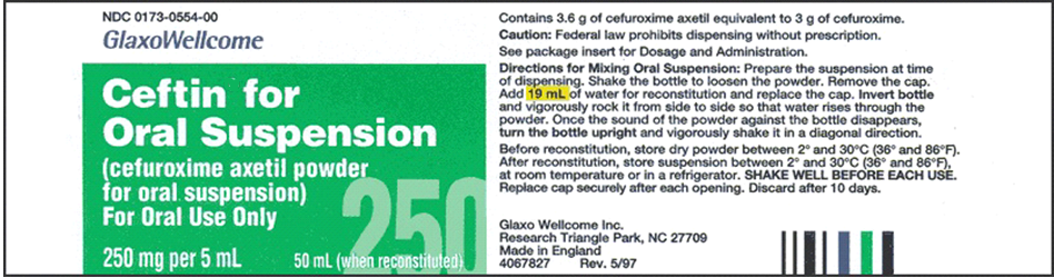 Order: cefuroxime axetil (Ceftin) 350 mg, PO, bid Drug available:   a. How many milligrams should the patient receive per day? b. How many milliliters should the patient receive per dose?<div style=padding-top: 35px> 