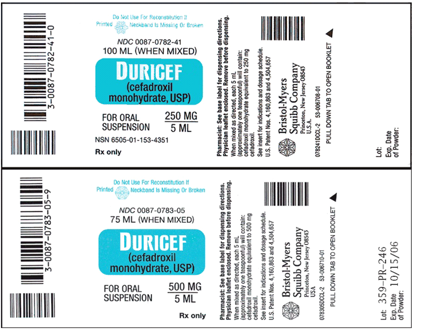 Order: cefadroxil (Duricef) 1 g/day, PO, in two divided doses Drugs available:   a. How many milligrams would the patient receive per dose? b. Which bottle of Duricef would you use? c. How many milliliters would you give per dose?<div style=padding-top: 35px> 