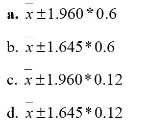 You randomly draw a sample of n = 25 from a population where <font face=symbol></font> = 3. Which is the appropriate formula for the bounds of a 95% confidence interval?