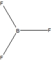 <strong>Boron trifluoride, BF<sub>3</sub>, is a corrosive material with a Lewis structure that shows boron to be two electrons short of a full octet. Which is the correct structure for BF<sub>3</sub>?</strong> A) B) C) D)None of the above.