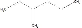 <strong>What is the name of the following? </strong> A)2-ethylpentane B)3-methylhexane C)2-propylbutane D)2-methyhexane