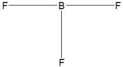 <strong>Boron trifluoride, BF<sub>3</sub>, is a corrosive material with a Lewis structure that shows boron to be two electrons short of a full octet. Which is the correct structure for BF<sub>3</sub>?</strong> A) B) C) D)None of the above.
