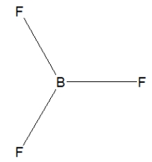 <strong>Boron trifluoride, BF<sub>3</sub>, is a corrosive material with a Lewis structure that shows boron to be two electrons short of a full octet. Which is the correct structure for BF<sub>3</sub>?</strong> A) B) C) D)None of the above.