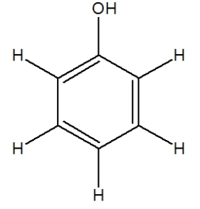 The following molecule, phenol, is used in some medicines. How many carbon atoms in it have a tetrahedral geometry?