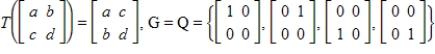 Find the matrix A of the linear transformation with respect to bases G and Q, respectively.