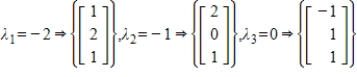 The coefficient matrix for a system of linear differential equations of the form has the given eigenvalues and eigenspace bases. Find the general solution for the system.
