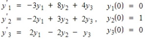 Find the solution for the system that satisfies the condition at t = 0.