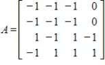 Compute the determinant of the given matrix A by using row operations to reduce to echelon form.  <div style=padding-top: 35px> 