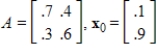 Find the state vector for the given stochastic matrix and initial state vector.