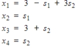 The general solution to a linear system is given. Express this solution as a linear combination of vectors.