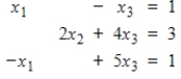 Find , , and such that corresponds to the given linear system.