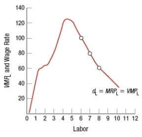 (Figure: Market Wages and Labor Demand) Based on the figure, if the market wage is $100, the firm will employ _____ workers.